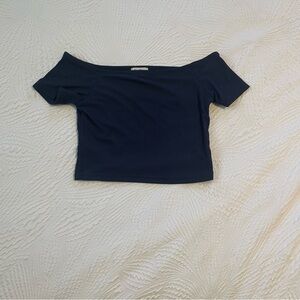 Off The Shoulder Navy Cropped Top